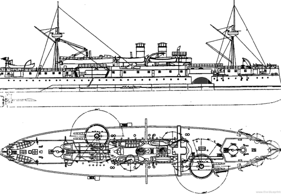 USS ACR-1 Maine [Battleship] (1898) - drawings, dimensions, figures